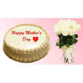 Mother's Day Special Chocolate Cake With Rose Combo